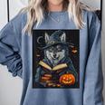 Halloween Girls Boys Cute Wolf Book Pumpkin Kids Halloween Comfort Colors Sweatshirt Denim Halloween Girls Boys Cute Wolf Book Pumpkin Kids Halloween Comfort Colors Sweatshirt Denim