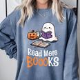 Halloween Teacher Women Cute Reading Ghost Read More Books Comfort Colors Sweatshirt Denim Halloween Teacher Women Cute Reading Ghost Read More Books Comfort Colors Sweatshirt Denim