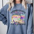 Happiness Is Coffee And a Good Book Women Love Reading Book Comfort Colors Sweatshirt Denim Happiness Is Coffee And a Good Book Women Love Reading Book Comfort Colors Sweatshirt Denim
