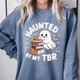 Haunted By My TBR Cute Ghost Book Reading Teacher Halloween Comfort Colors Sweatshirt Denim Haunted By My TBR Cute Ghost Book Reading Teacher Halloween Comfort Colors Sweatshirt Denim