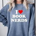 I Heart Book Nerds Book Readers Cute Comfort Colors Sweatshirt Denim