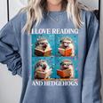 Hedgehog Love Reading And Hedgehogs Child Book Lover Comfort Colors Sweatshirt Denim