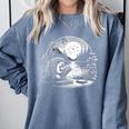 Hedgehog Reading Book Full Moon Lake Scenery Comfort Colors Sweatshirt Denim