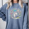 Hedgehog Reading Book Lake Scenery Reading Comfort Colors Sweatshirt Denim