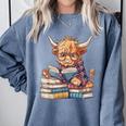 Highland Cow Reading Book Librarian Library Comfort Colors Sweatshirt Denim Highland Cow Reading Book Librarian Library Comfort Colors Sweatshirt Denim