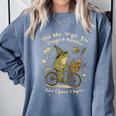 On My Way To Hoard Books And Cause Chaos Tom Foolery Frog Comfort Colors Sweatshirt Denim