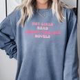 Hot Girls Read Hockey Romance Novels Book Lovers Comfort Colors Sweatshirt Denim