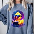 Humor Rubber Duck Reading Book Comfort Colors Sweatshirt Denim