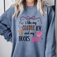 Iced Coffee & Reading Smut Books Girly Spicy Novels Comfort Colors Sweatshirt Denim