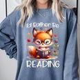 I'd Rather Be Reading Cute Fox Book Lover Reader Bookworm Comfort Colors Sweatshirt Denim
