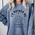 I’d Rather Be Reading Minimal Book Lover Arch Comfort Colors Sweatshirt Denim