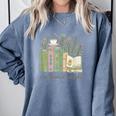 I'm Booked Tonight Cozy Floral Book Lover Graphic Comfort Colors Sweatshirt Denim