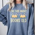 I'm This Many Books Old Read Book 2nd Birthday 2 Years Old Comfort Colors Sweatshirt Denim