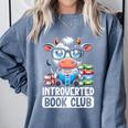 Introverted Book Club Reading Lover Cow Comfort Colors Sweatshirt Denim