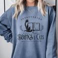 Introverted But Willing To Discuss Cats And Books Comfort Colors Sweatshirt Denim Introverted But Willing To Discuss Cats And Books Comfort Colors Sweatshirt Denim