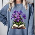 Irises Flowers Book Iris Floral Comfort Colors Sweatshirt Denim