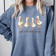 Just A Bookish Goose Goose Book LoverSilly Goose Book Club Comfort Colors Sweatshirt Denim