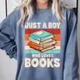Just A Boy Who Loves Books Reading Bookworm Boys Kids Comfort Colors Sweatshirt Denim