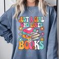 Just A Girl Who Loves Books Reading Cute Bookworm Girls Kids Comfort Colors Sweatshirt Denim
