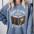 Just A Girl Who Loves Books Witchcraft Spell Book Halloween Comfort Colors Sweatshirt Denim