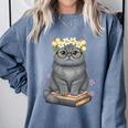Just A Girl Who Loves Cats & Books Bookish Women Comfort Colors Sweatshirt Denim Just A Girl Who Loves Cats & Books Bookish Women Comfort Colors Sweatshirt Denim