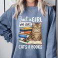 Just a Girl Who Loves Cats And Books Comfort Colors Sweatshirt Denim Just a Girl Who Loves Cats And Books Comfort Colors Sweatshirt Denim