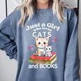Just A Girl That Loves Cats And Books Cute Cat & Bookwork Comfort Colors Sweatshirt Denim Just A Girl That Loves Cats And Books Cute Cat & Bookwork Comfort Colors Sweatshirt Denim