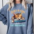 Just a Girl Who Loves Cats And Books Kitties Pet Art Lover Comfort Colors Sweatshirt Denim Just a Girl Who Loves Cats And Books Kitties Pet Art Lover Comfort Colors Sweatshirt Denim
