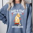 Just a Girl Who Loves Cats And Books Reading Cat & Bookworm Comfort Colors Sweatshirt Denim Just a Girl Who Loves Cats And Books Reading Cat & Bookworm Comfort Colors Sweatshirt Denim