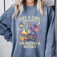 Just a Girl Who Loves Cute Dragons And Books Comfort Colors Sweatshirt Denim