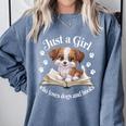 Just a Girl Who Loves Dogs And Books Cute Dog Comfort Colors Sweatshirt Denim