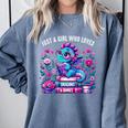 Just A Girl Who Loves Dragons And Books Cute Dragon Reading Premium Tri-Blend Comfort Colors Sweatshirt Denim