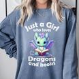 Just a Girl Who Loves Dragons And Books Dragon For Kids Comfort Colors Sweatshirt Denim Just a Girl Who Loves Dragons And Books Dragon For Kids Comfort Colors Sweatshirt Denim