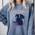 Just a Girl Who Loves Dragons And Books Fantasy Comfort Colors Sweatshirt Denim