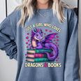 Just a Girl Who Loves Dragons And Books Reading Comfort Colors Sweatshirt Denim