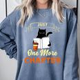 Just One More Chapter Fun Cat Coffee Reading Book Premium Tri-Blend Comfort Colors Sweatshirt Denim