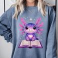 Kawaii Axolotl Cute Axolotls Reading Book Comfort Colors Sweatshirt Denim Kawaii Axolotl Cute Axolotls Reading Book Comfort Colors Sweatshirt Denim