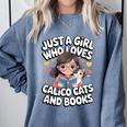 Kawaii Cat And Books Just A Girl Who Loves Both Comfort Colors Sweatshirt Denim Kawaii Cat And Books Just A Girl Who Loves Both Comfort Colors Sweatshirt Denim