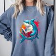 Kawaii Shark Reads Book Reading Library Book Bookworm Comfort Colors Sweatshirt Denim Kawaii Shark Reads Book Reading Library Book Bookworm Comfort Colors Sweatshirt Denim