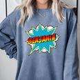 Kids Boys Benjamin Name Personalized Superhero Comic Book Comfort Colors Sweatshirt Denim