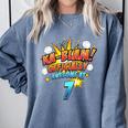 Kids Ka-Blam 7 Year Old Boys 7th Birthday Comic Book Super Hero Comfort Colors Sweatshirt Denim