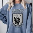 Knight Cat Defend Your Public Library Book Lover Comfort Colors Sweatshirt Denim