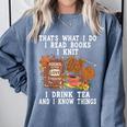 Knitting Reading Books Drinking Tea Knitter Knit Comfort Colors Sweatshirt Denim Knitting Reading Books Drinking Tea Knitter Knit Comfort Colors Sweatshirt Denim