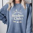 Late Night Readers Club Moon & Stars Book Lover Comfort Colors Sweatshirt Denim