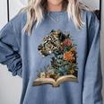 Leopard Book Flower Comfort Colors Sweatshirt Denim