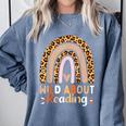 Leopard Teacher Wild About Reading Books Reader Librarian Comfort Colors Sweatshirt Denim