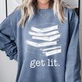 Let's Get Lit Books Comfort Colors Sweatshirt Denim