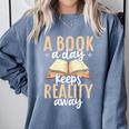 Librarian A Book A Day For Book Lover Reading Library Comfort Colors Sweatshirt Denim