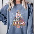 Library Books Christmas Tree Teacher Xmas Snowflake Comfort Colors Sweatshirt Denim Library Books Christmas Tree Teacher Xmas Snowflake Comfort Colors Sweatshirt Denim