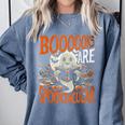 Library Halloween Book Lover Ghost With Books Comfort Colors Sweatshirt Denim Library Halloween Book Lover Ghost With Books Comfort Colors Sweatshirt Denim